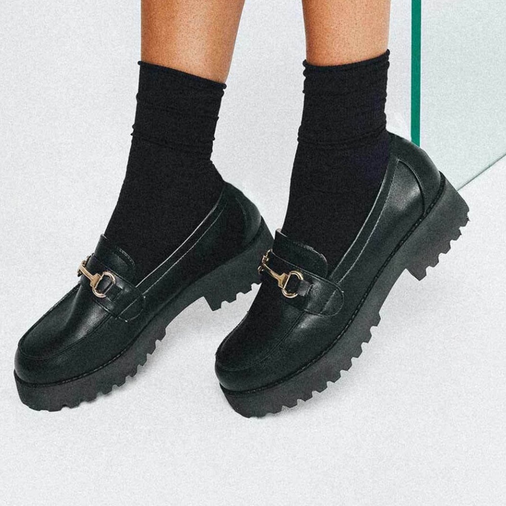 Princess Polly Saxton Black Loafers